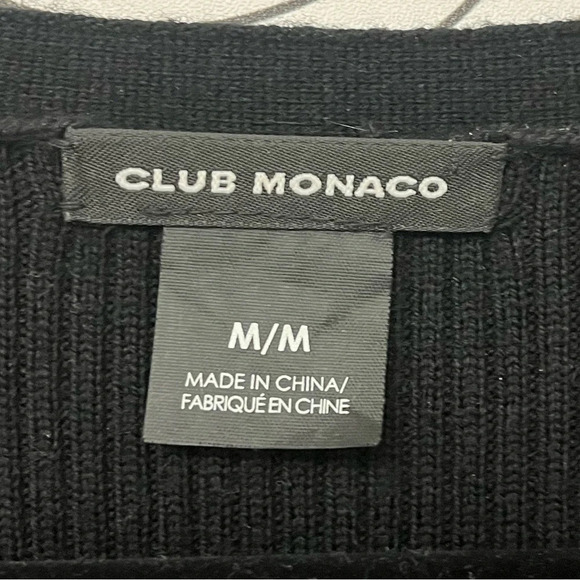 New Club Monaco Evangah Wool Henley Sweater Dress Button Black size Medium - Picture 10 of 10